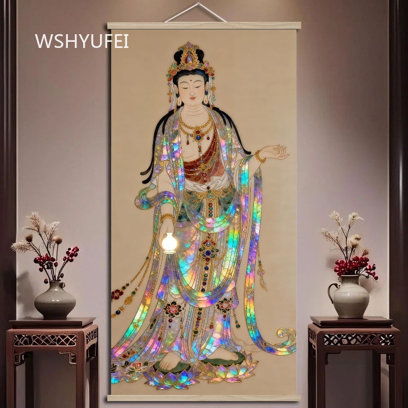 Home Textiles & Decorations - Papier peint mural bouddhiste Guanyin de